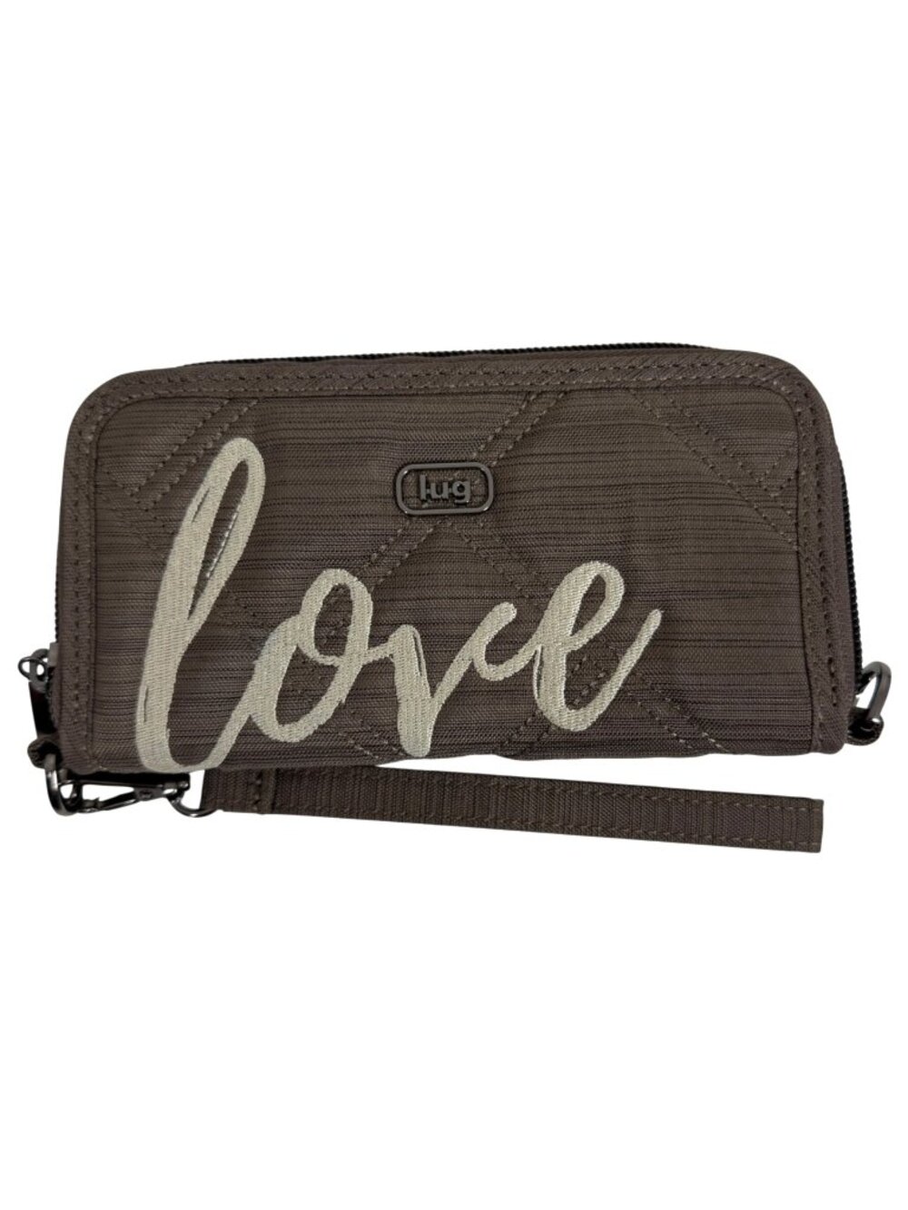 Lug Whirly Love Collection Quilted Wristlet Zip-Around Wallet Striped Interior